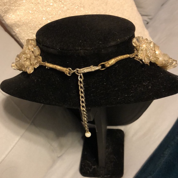 Beaded Choker - STATEMENT neck lace simulated lg and sm pearls w/ AB crystals. - Picture 2 of 6